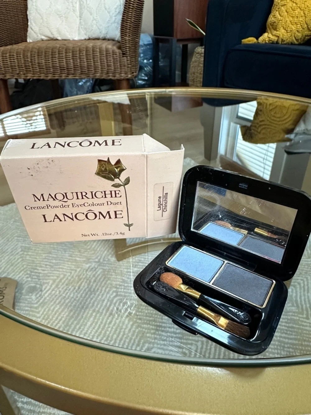 Vintage Lancôme crème powder eye color duet in Laguna/chinchilla